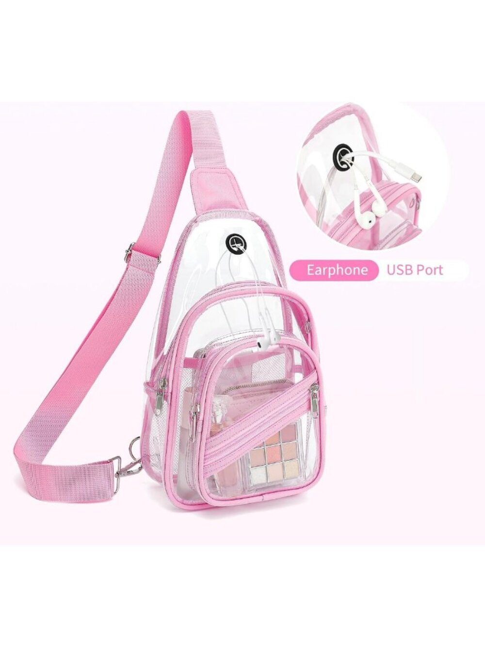 Clear Stadium Event Bag, Waterproof PVC Crossbody Backpack Purse & Fanny Pack - Picture 8 of 9
